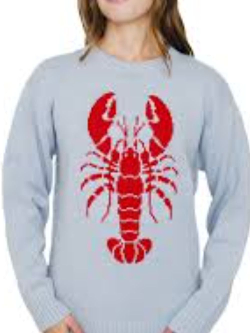 Mighty Fine Women's Blue Lobster Graphic Knit Crewneck Sweater XXL